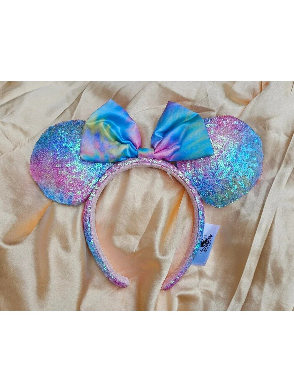 Pastel Tie Dye Blue Pink PurpleMinnie Mouse Ears Headband Sequin